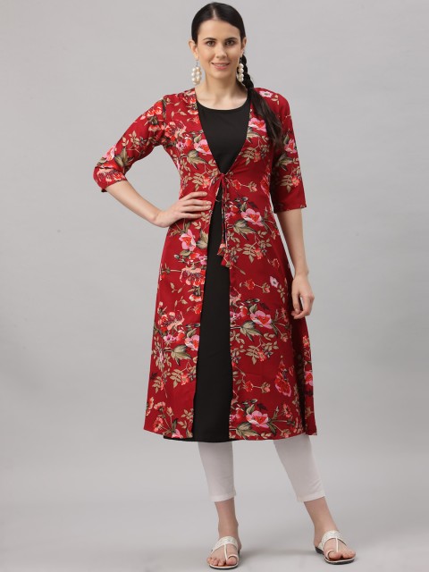 

ALC Creations Woman Red Ethnic Motifs Printed Floral Kurta