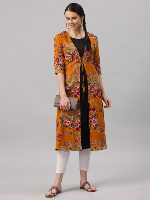 

ALC Creations Women Yellow Floral Printed Floral Kurta