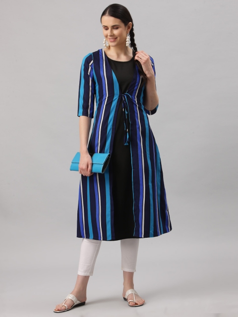 

ALC Creations Women Blue Striped Kurta
