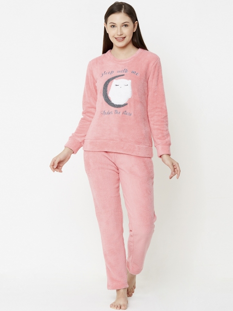 

Sweet Dreams Women Pink & Grey Printed Night suit