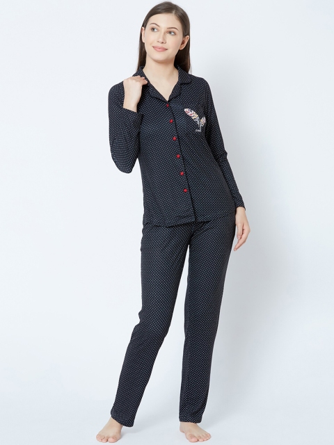 

Sweet Dreams Women Black & White Printed Night suit