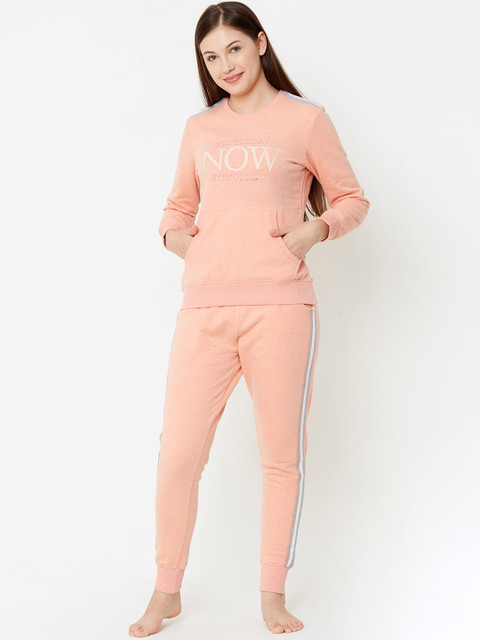 

Sweet Dreams Women Orange & White Printed Night suit