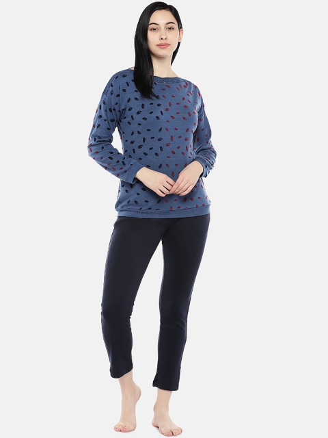 

Sweet Dreams Women Blue & Black Printed Night suit