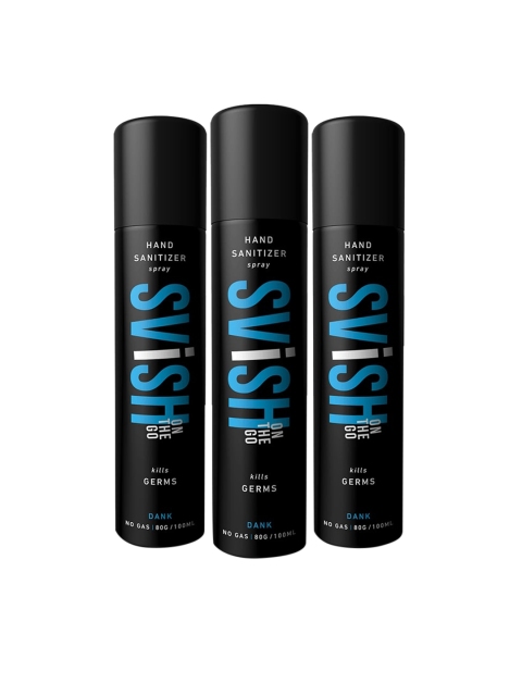 

Svish On The Go Pack of 3 70% Alcohol Dank Hand Sanitizer Spray 100 ml Each, Black