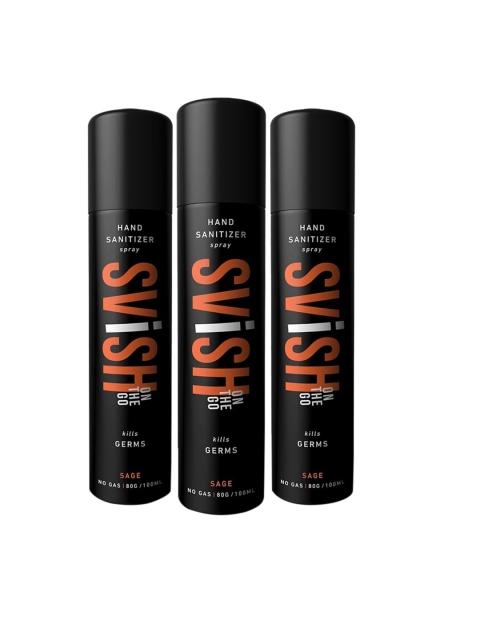

Svish On The Go Set Of 3 Sage Hand Sanitizer Sprays With 70% Alcohol, Black