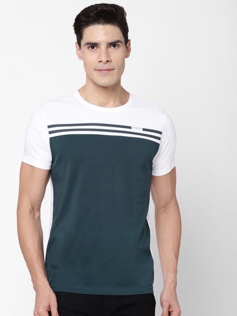 

Pepe Jeans Men Blue & White Colourblocked T-shirt