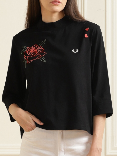 

Fred Perry Black High Neck Cotton Top