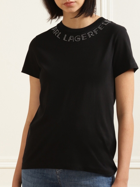 

Karl Lagerfeld Women Black Brand Logo T-shirt