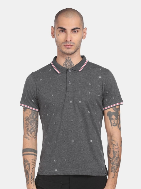 

Ruggers Men Grey Printed Polo Collar T-shirt