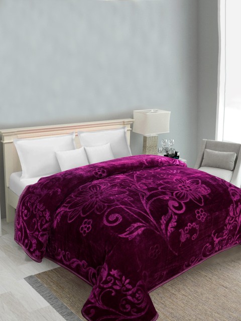 

Ispace Purple Self Design Heavy Winter 210 GSM Double Bed Blanket