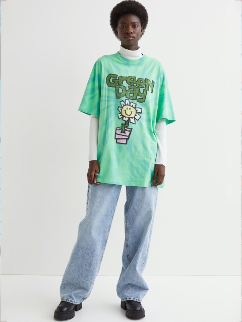 

H&M Women Green Printed T-Shirt