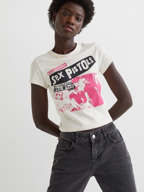 

H&M Women White Printed Top