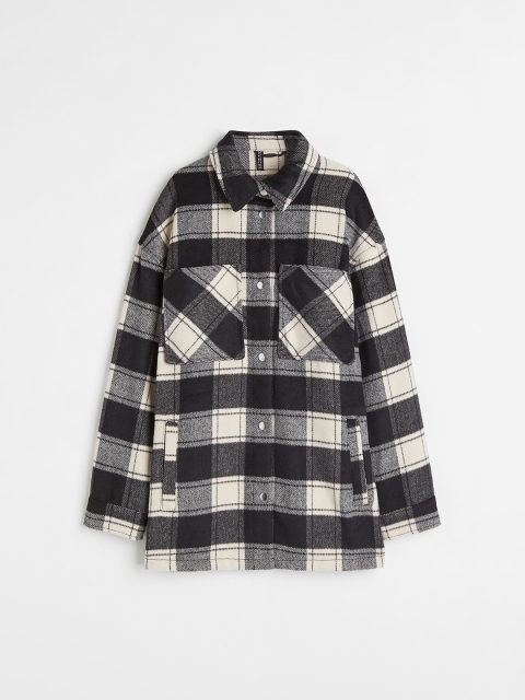 

H&M Women Black Brushed Twill Shacket