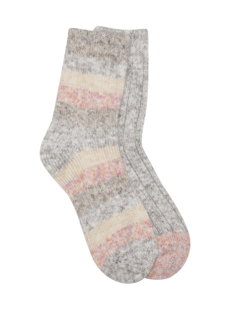 

Marks & Spencer Women Pink & Beige Slub Effect Striped Above Ankle Length Socks