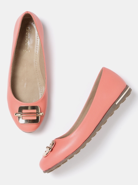 

DressBerry Women Coral Orange Solid Ballerinas