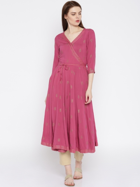 

Global Desi Women Pink Printed Anarkali Kurta