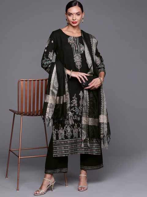 

Indo Era Women Black Ethnic Motifs Printed Kurta with Palazzos & With Dupatta