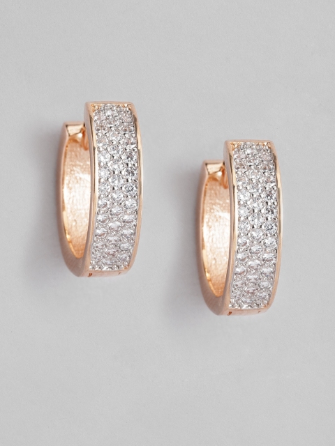 

Peora Women Rose Gold Circular Hoop Earrings