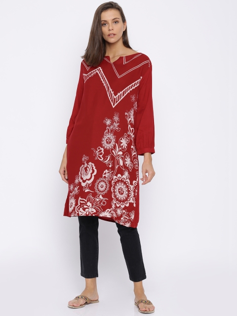 

Global Desi Red Printed Tunic, Na