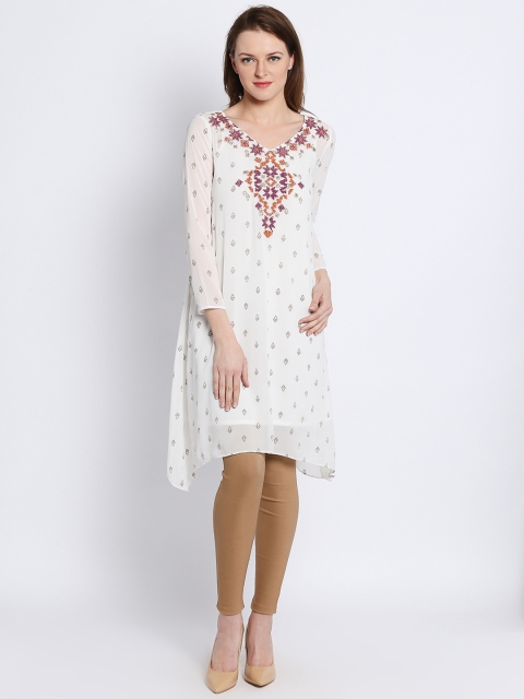 

Global Desi White Printed Tunic