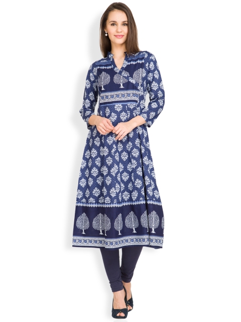 

Vishudh Women Blue Printed Anarkali Kurta