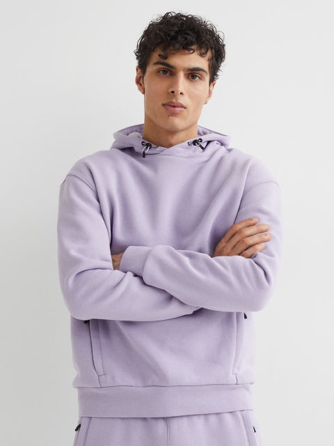 

H&M Men Lavender Solid Relaxed Fit Sports Hoodie