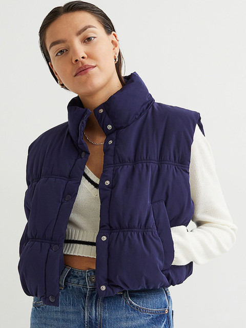 

H&M Women Blue Cropped Gilet