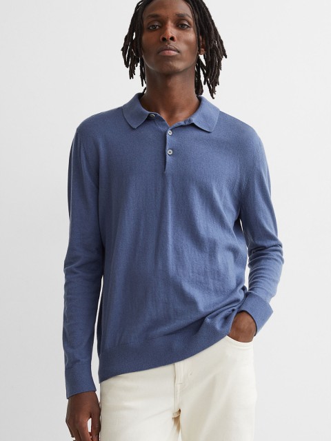 

H&M Men Blue Slim Fit Cashmere-blend Top