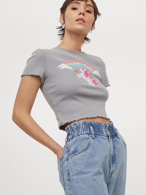 

H&M Women Grey Cropped Top