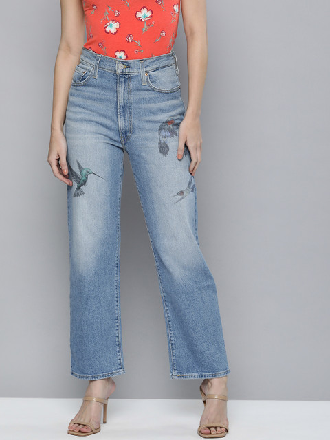 

Levis Women Blue Straight Fit High-Rise Heavy Fade Printed Stretchable Jeans
