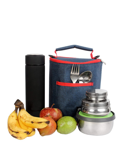 

Instabuyz Navy Blue & Red Solid Insulated Leak-Proof Lunch Bag