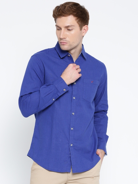 

Wills Lifestyle Men Blue Slim Fit Solid Casual Shirt