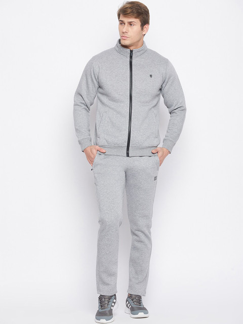 

Okane Men Grey Solid Cotton Tracksuit