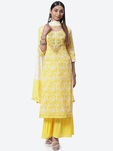 

Biba Yellow & White Embroidered Pure Cotton Unstitched Dress Material