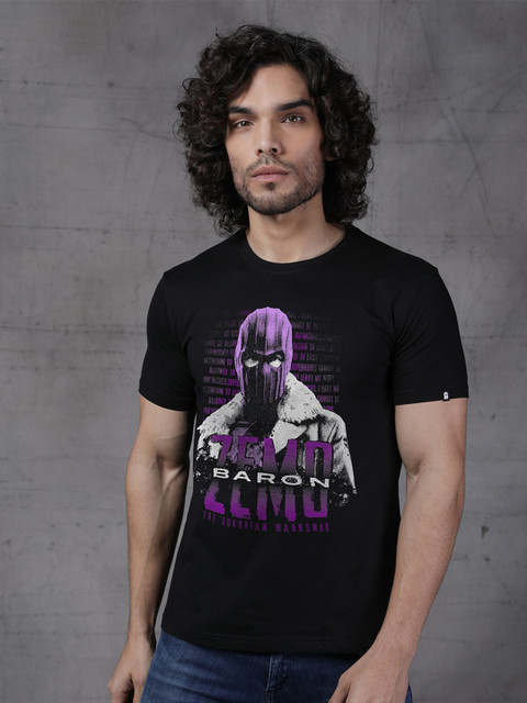 

The Souled Store Men Black & Purple Baron Zemo Printed Cotton T-shirt