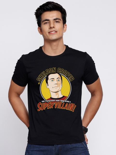 

The Souled Store Men Black Supervillain Sheldon! Printed T-shirt