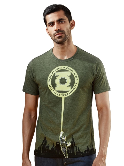 

The Souled Store Men Green & Black Green Lantern Printed Cotton T-shirt