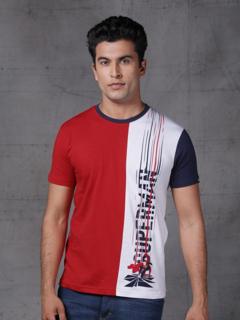 

The Souled Store Men Red & White Cotton Superman Print T-shirt