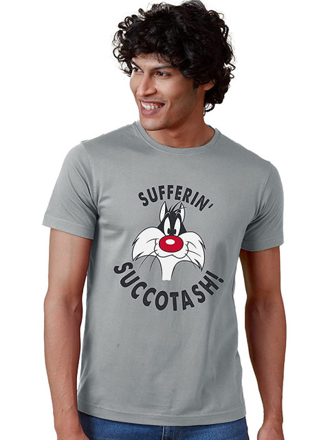 

The Souled Store Men Grey Sufferin' Succotash Printed T-shirt