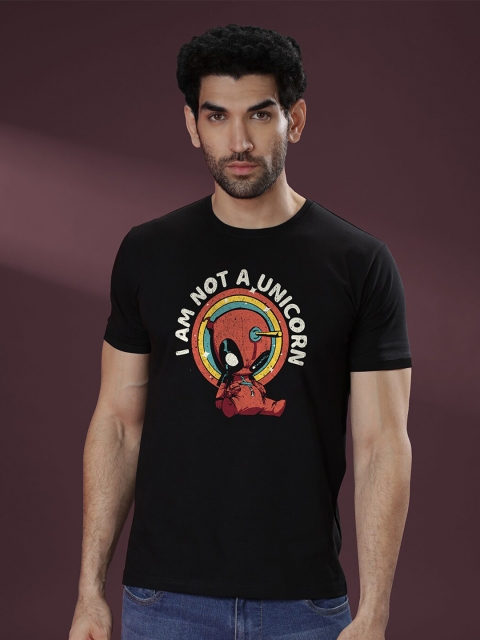 

The Souled Store Men Black & Red Deadpool Printed Cotton T-shirt