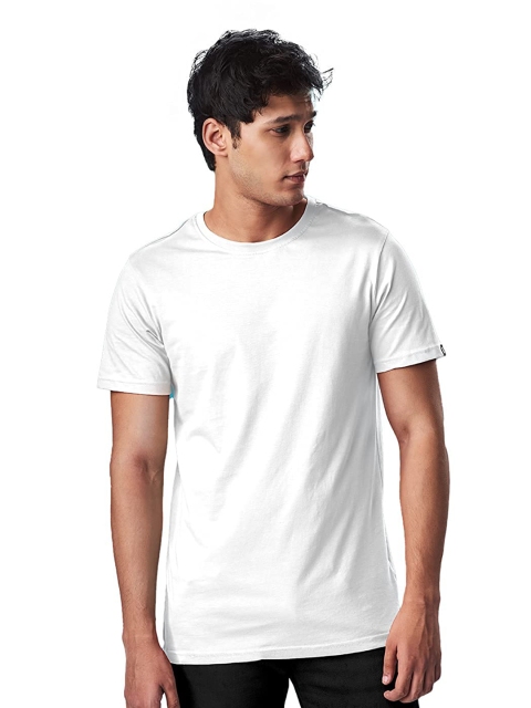 

The Souled Store Men White Solid Cotton T-shirt