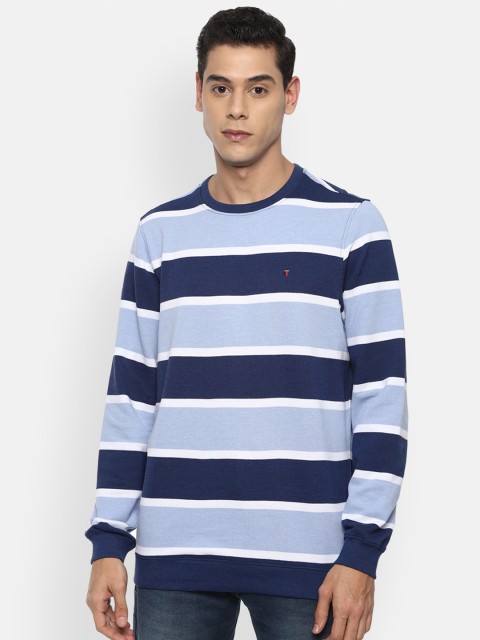 

Louis Philippe Jeans Men Blue Striped Sweatshirt