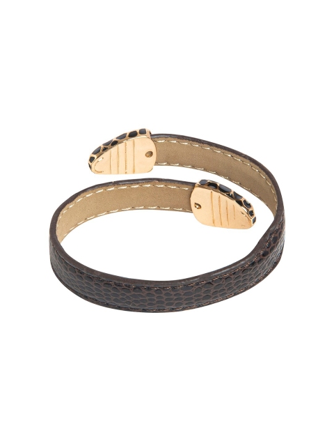 

Moon Dust Women Brown & Gold-Plated Leather Wraparound Bracelet