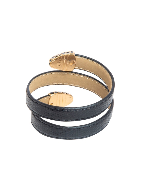 

Moon Dust Women Black & Gold-Toned Leather Wraparound Bracelet
