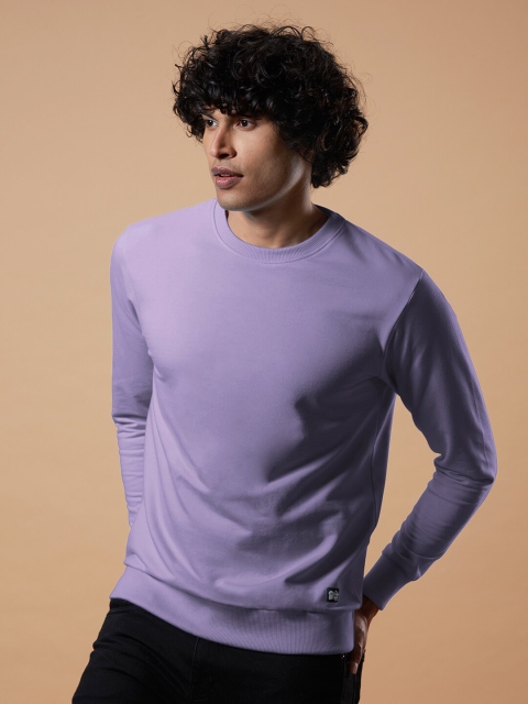

The Souled Store Men Lavender Solid Cotton Sweatshirt