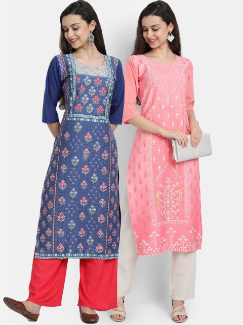 

7Threads Women Pack Of 2 Kurtas, Blue