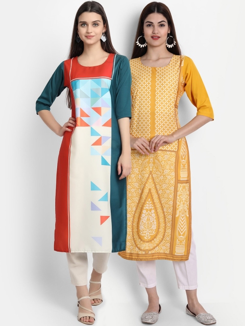 

7Threads Women Pack Of 2 Kurtas, Cream