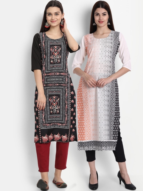 

7Threads Women Pack Of 2 Kurtas, White