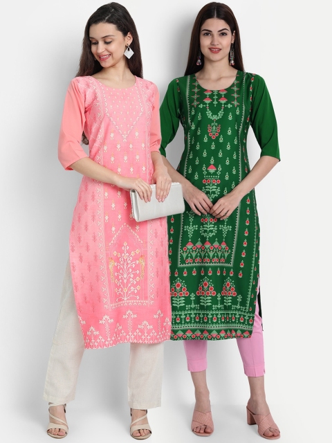 

7Threads Women Pack Of 2 Kurtas, Pink