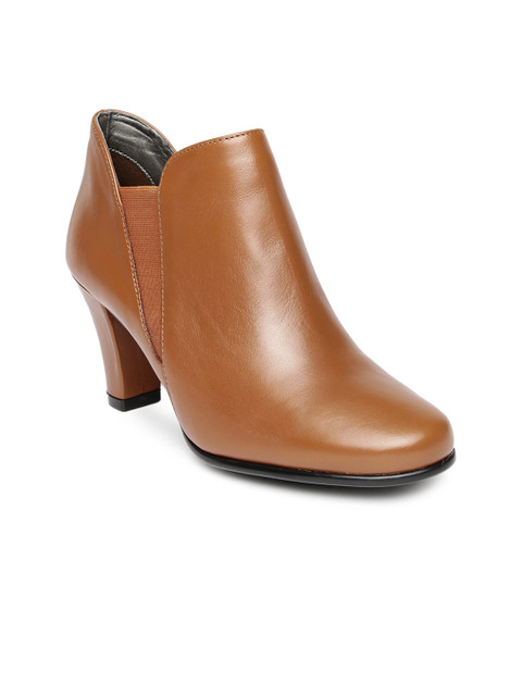 

Aerosoles Women Brown Solid Leather Heeled Boots